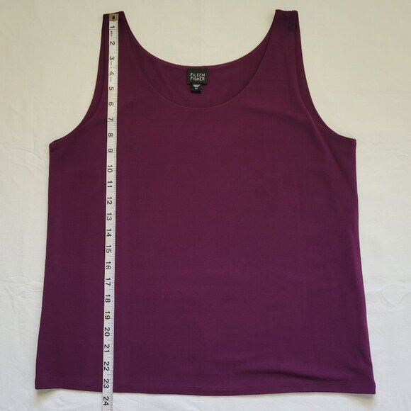 EILEEN FISHER 100% Silk Purple Scoop Neck Lined Tank Top Size M - Picture 7 of 9